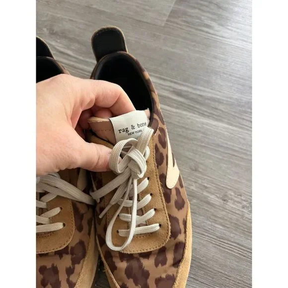 rag & bone  Retro Runner Leopard Suede & Leather Sneakers Size 8.5 - Picture 3 of 8